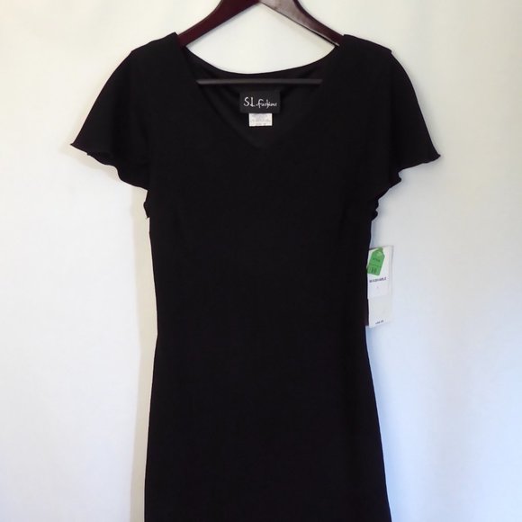NEW S.L. FASHIONS BRAND WOMENS SHORT BLACK DRESS SIZE 10 - Picture 4 of 14